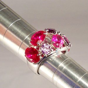 New Suzanne Somers Multicolored Cubic Zirconias Silver Ring